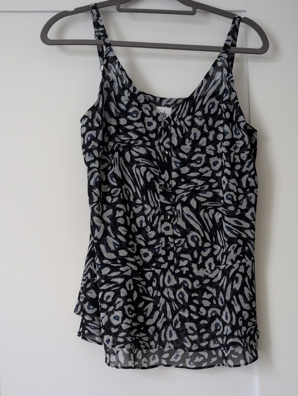 CAbi Blue Leopard adjustable Strap Camisole